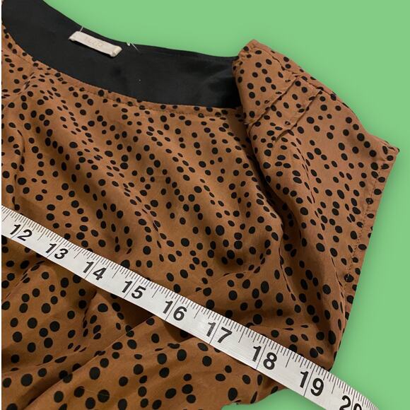 Tulle by Anthropologie Faux Silk Brown Speckled A-Line Midi Dress Size Small - Picture 5 of 9